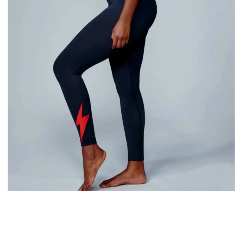 Electric Yoga Midnight Leggings with Red Lightning Bolt